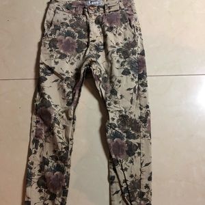 Golden denim floral joggers